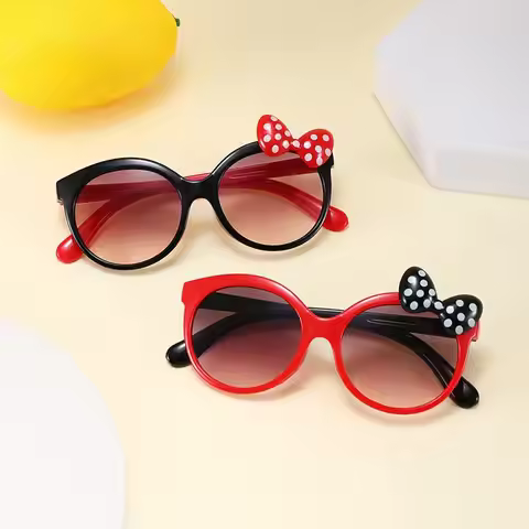 New Plastic Bow Decorated Sunglasses Ultraviolet-Proof Shades Kids Sunglasses Sun Protection Round F