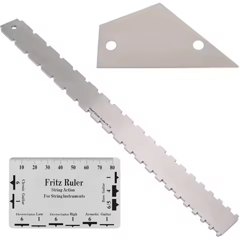 Guitar Neck Notched Straight Edge Ruler Stainless Steel Fret Leveling String Actions Gauge Ruler Fre
