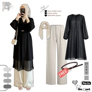 Elegant Eid Oneset | Bukber Outfit, Modern Wedding Invitation [Ceruty Tunic + Skirt, Pants + Inner +