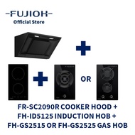 FUJIOH FR-SC2090R Inclined Cooker Hood + FH-ID5125 Domino Induction Hob with 2 Zones + FH-GS25 Domino Gas Hob