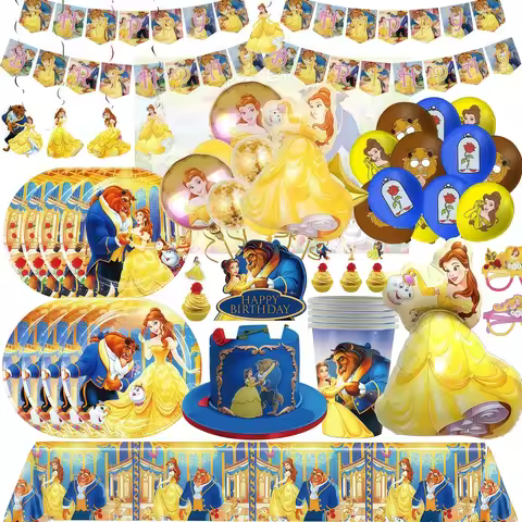 Beauty and the Beast Birthday Party Decorations Princess Belle Girls Favor Tableware Cup Plate Ballo