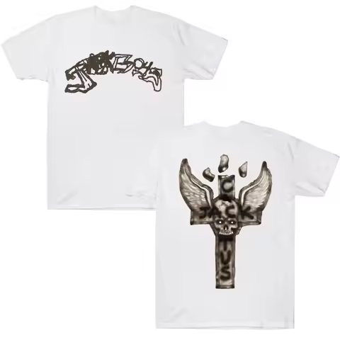 JACKBOYS 2 Album Art Graffiti T-shirt Traviss Scott Cactus Jack Tops Loose Casual Cotton Crew Neck S