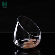 Homyl Clear Slant Cut Bowl Glass Vase Flower Vase for Tabletop Wedding Decoration