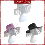 AOTO Bride Cowgirl Hat Glitter Cowgirl Hat Bachelorette Party Hat Tassel Cowboy Hat