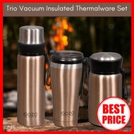 [ Local Ready Stocks ] iGOZO TRIO VACUUM INSULATED THERMALWARE FLUSK TERMOS PANAS AIR DRINK TRAVEL SET