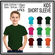 🔥HOT SALE🔥KID'S 100% cotton plain t-shirt (Bottle green)/T-SHIRT KOSONG