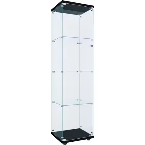 Curio Cabinet Glass Display Case for Collectibles with Door, 4 Displays Shelves Showcases for Living