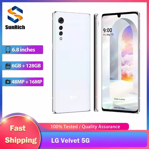 Original LG G9 VELVET G900EM G900VM G900UM G900TM G900AM G900N 5G Mobile Phone NFC 6/8GB+128GB 48MP+