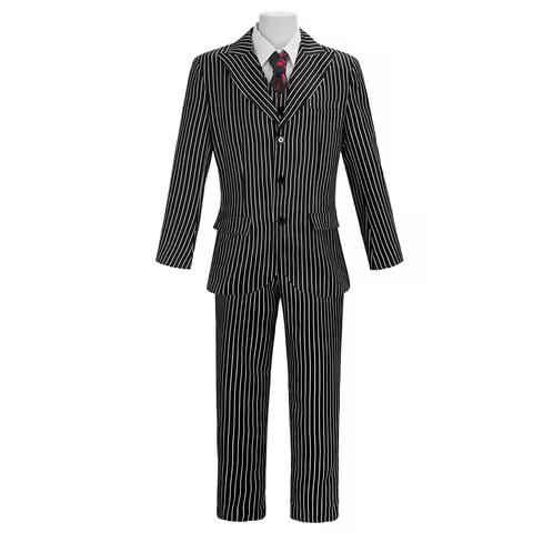 Wednesday The Addams Family Gomez Addams Cosplay Costume Black Striped Blazer Pants Vest Shirt Tie S