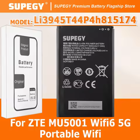 100% New 4500mAh Li3945T44P4h815174 Battery For ZTE MU5001 Wifi6 5G Portable Wifi Wireless Router Ba