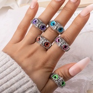 MATA Devil Eye Owl Ring 926 Punk Crystal Ring Silver Fashion Retro Niche Design Ring For Men Ready-B