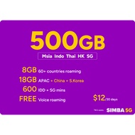TPG / Simba Prepaid SuperRoam $12 | 500GB SG/MY/ID/TH/HK, 26GB Roaming, Unlimited Calls, 600 IDD Rec