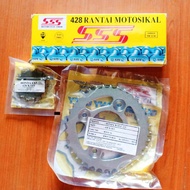 (HONDA W125) SSS 428 SPROCKET SET 14T(33T-36T) WAVE WAVE125 SPOKET MOTOR