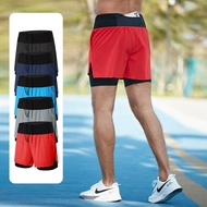 Summer Quick-Dry Running Shorts for Men, Fake Two-Piece Double-Layer with Inner Lining, Casual Train