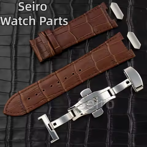 25.6mm Genuine Leather Watch Strap Black Brown Blue Watch Bracelet For VC222 Watch Case High Quality