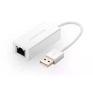 Ugreen UG20253CR110TK 10CM màu Trắng Cáp chuyển đổi USB 2.0 sang cổng LAN RJ45 tốc độ 100Mbps vỏ nh