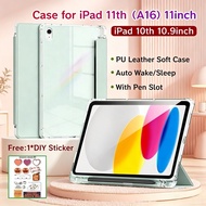 Case for iPad 11th A16 11inch Flip Cover Case for iPad 10th Case With Pen Slot Auto Wake Sleep Casin