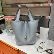 Hermes picotin 22,STAMP W,冰川藍金扣