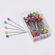 80pcs/box Colorful Pearl Long Needle Muslim Scarf Needle Women's Clothing Accessories