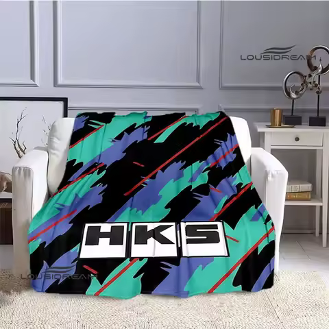 HKS Racing car logo printed blanket Flange Warm blanket Soft and comfortable blanket throw blanket b