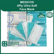 MEDICOS 4PLY Sub Micron Surgical Face Mask (50 pieces) Ultra Soft (Snow White, Sea Blue)