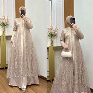 Nadira Dress Busui Bahan Organza Bordir Dengan Detai Payet Mote Gamis Pesta Baju Kondangan Mewah Ter