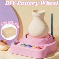 Kids DIY Pottery Wheel Handmade DIY Dry Clay Kit Electric Pottery Machine DIY Kit for Kids