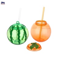 XOITOP Funky Fruit Shaped Juice Bottle with Straw for Home and Outdoor Use Orange Watermelon VN