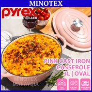 Pyrex 3L Oval Cast Iron Casserole 27cm – Pink | Dutch Oven, Induction & Oven Safe