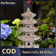 Solar Pagoda Lantern Garden Statue Landscape Ornament Resin Figurine for Balcony