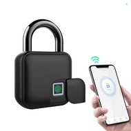 Smart Padlock Fingerprint &amp; APP Unlocking 300mAh Rechargeable Fingerprint BT Lock Keyless 10 Sets Fingerprints IP65 Waterproof Anti-Theft Security Padlock Door Luggage Case Outdoor