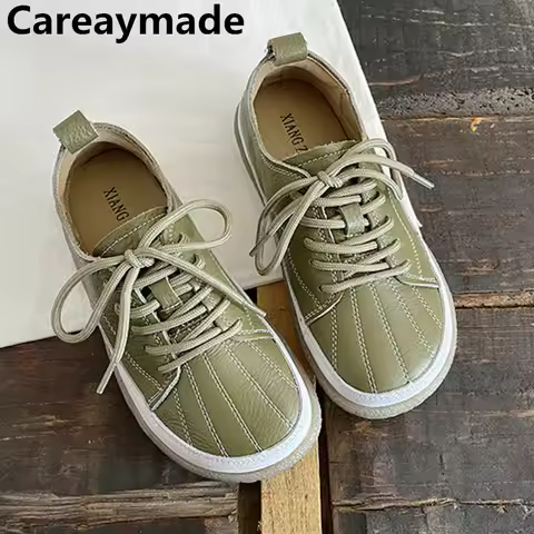 Careaymade-Genuine Leather women's shoes soft soled small white shoes, anti slip flat cowhide Boken 
