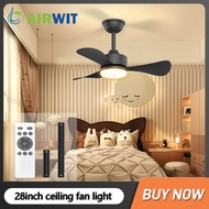 Airwit Ceiling Fan With Light Indoor/Outdoor Retractable Ceiling Fan with Remote Control DC Motor 6 Speed Adjustable Speed/Timing/Reversible 3 Blades for Living Room, Bedroom