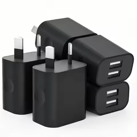 Black AU Dual USB Wall Charger Block 5V2A Australian Plug Travel Power Charger Adapter for Mobile Ph