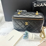 Chanel 香奈兒 黑色 愛心寶石款 長盒子 化妝箱 鏡子款