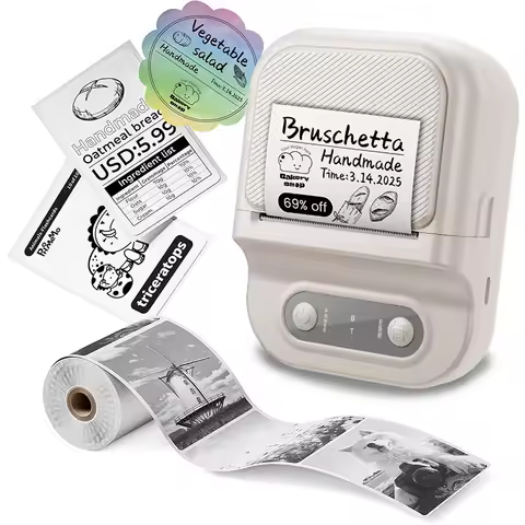 Mini Portable Thermal Printer Self-adhesive Label Printer Portable 12-58mm Label Makers For Home/Off