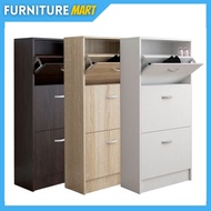 Furniture Mart PHILIP space saver 3 doors shoe cabinet / rak kasut kayu / rak kasut bertutup / rak kasut ikea