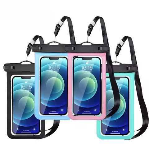 2-Count Universal Waterproof Phone Case - Clear Window & Floating Lanyard for Surfing, Beach & Black