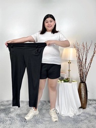 กางเกงขายาว สีดำ ไซส์ใหญ่ ผ้ายืดเกาหลี กางเกงทำงาน คนอ้วน สาวอวบ K9386