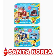 ☆ PINKFONG ☆ Baby Shark Sea Police Station Fire Station Parking Lot with Baby Shark Figure Mini Car Set Toy BabyShark