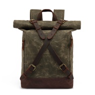 Luxury Vintage Canvas Backpacks for Men Oil Wax Canvas Rucksacks Travel bag Backpack Large Waterproo