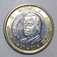 Uang Koin Bimetal Spain/Spanyol 1 Euro Tahun 2000 Juan Carlos I