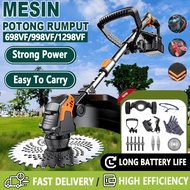 1298VF Mesin Rumput Bateri Cordless Grass Cutter Portable Electric Lawn Mower Wheeled Grass Trimmer 