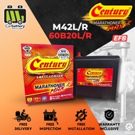 Installation Provided Century Marathoner Max M42 M42L /R 60B20L /R EFB Car Battery Bateri Perodua My