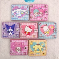 Women's Short Wallet Kuromi Zip Coin Purse Short Women's Wallet Kawaii Sanrio Melody 2 Fold Clutch f