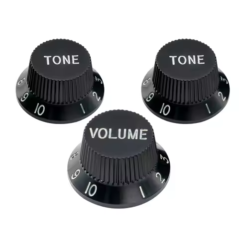 Musiclily Pro Metric Size 18 Splines 1 Volume 2 Tone ST Style Knobs Set for Asia Import Guitar Bass 
