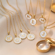 Custom A-Z Initial Pendant Chain Necklace Unisex Fashion Jewelry Kalung Rantai Loket Inisial Tersuai