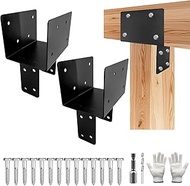 Post Cap Tie Bracket,Heavy Duty Wood Beam Support Bracket.Black T-Shape Pegola Braacket for Gazebos,