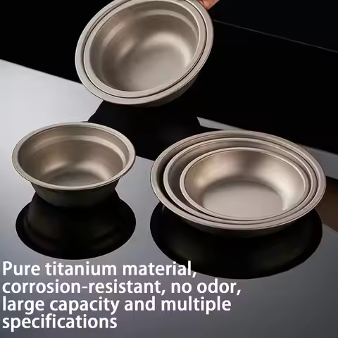 Stackable Titanium Camping Plates Bowls, Lightweight Messkit For Backpacking Travel Dinner Eating Fo