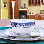 Guci Jingdezhen Ceramics Tableware 56 Head Bone China Tableware Blue And White Glaze Color Dishes  Suit